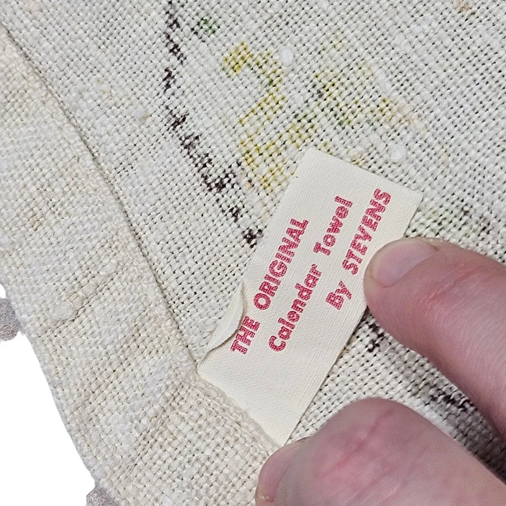 Stevens Calendar Towel 1958 The Earls Vintage Embroidered Wall‎ Hanging Decor